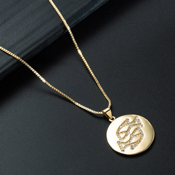 joyería al por mayor simple collar con colgante de medalla de doce constelaciones