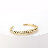 pulsera chapada en oro de 18 quilates de moda que abre pulsera de oro laminado simple ajustable