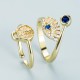 Joyería al por mayor anillo de ojo de demonio anillo de oro laminado en forma de cerradura