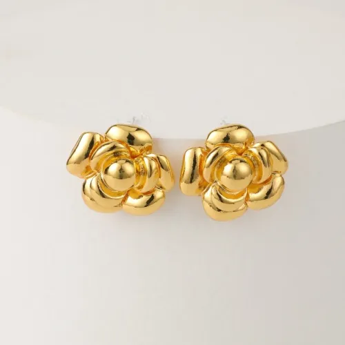 Pendientes de oro laminado de flor de Camelia retro de moda