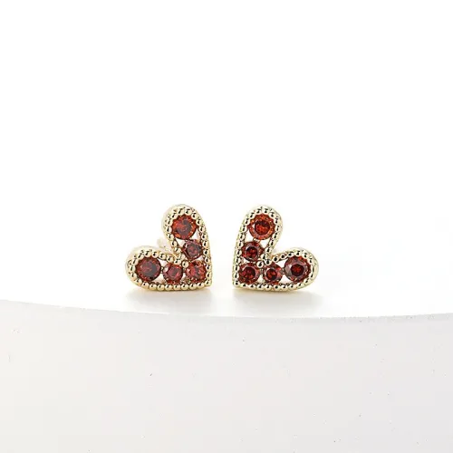 Pendientes pequeños de oro laminado en forma de corazón para mujer nuevos simples a la moda