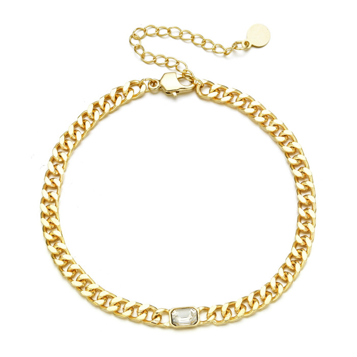 collar de pulsera de circón de moda collar de oro laminado de oro de 14k chapado simple