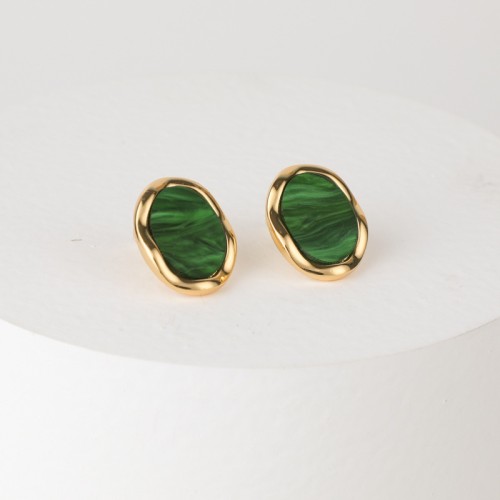 Pendientes de oro laminado de oro retro geométricos simples reales chapados en oro laminado de moda