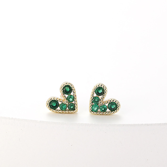 Pendientes pequeños de oro laminado en forma de corazón para mujer nuevos simples a la moda