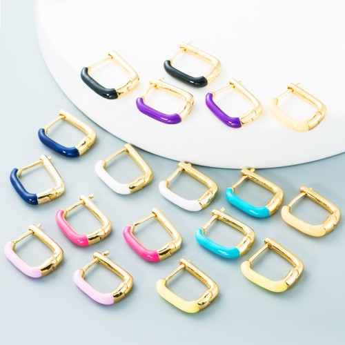 Pendientes de goteo de oro laminado coloridos geométricos simples de joyería al por mayor