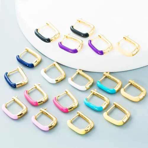 Pendientes de goteo de oro laminado coloridos geométricos simples de joyería al por mayor