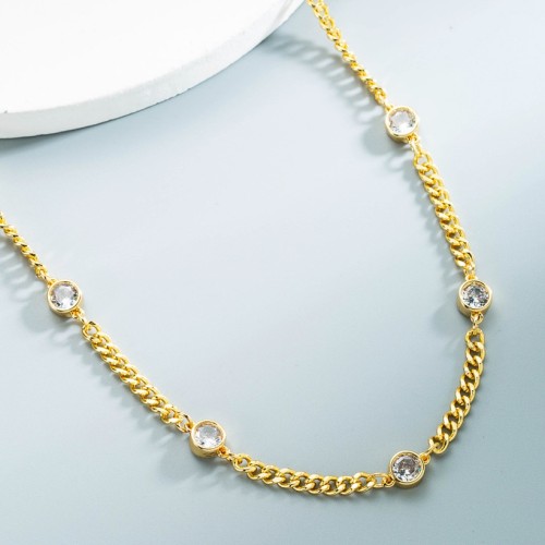 joyería al por mayor oro laminado chapado en oro con incrustaciones de collar de circón