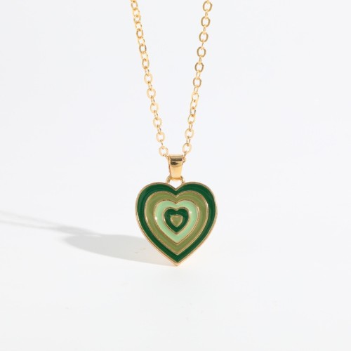 Collar de oro laminado en forma de corazón punk con colgante chapado en oro real de 14k de latón a la moda