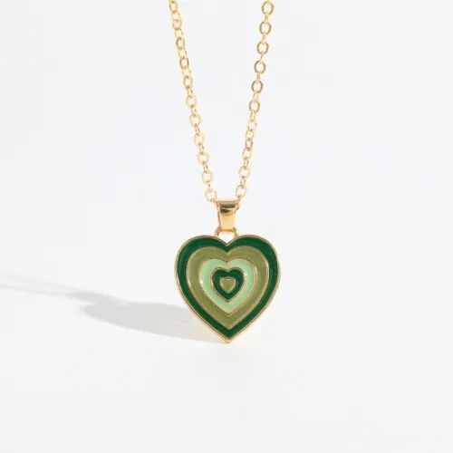 Collar de oro laminado en forma de corazón punk con colgante chapado en oro real de 14k de latón a la moda