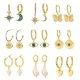 Pendientes de oro laminado con perla y circón de oro real de 14 quilates chapados en ojo de diablo con corazón a la moda