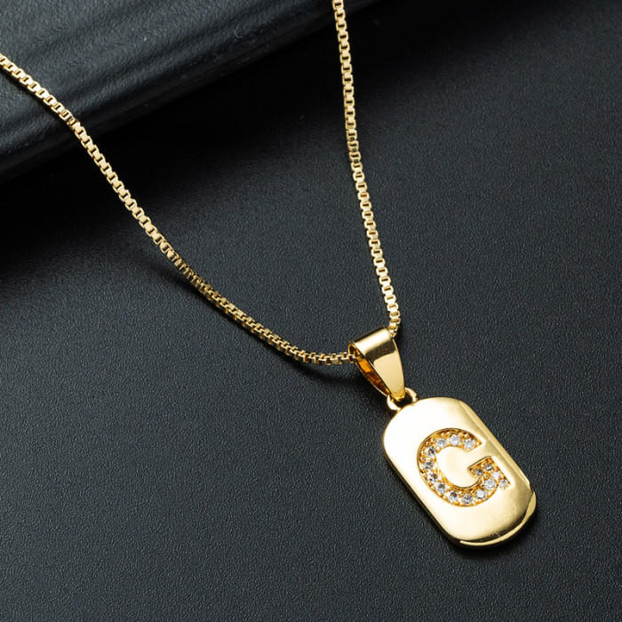 joyería al por mayor simple alfabeto colgante oro laminado chapado en oro con incrustaciones de circón collar