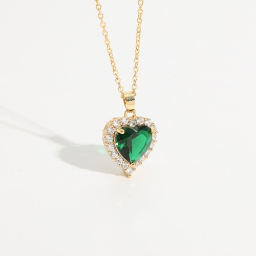 Nuevo colgante en forma de corazón de circón microset collar de oro laminado de oro real de 14k chapado en latón