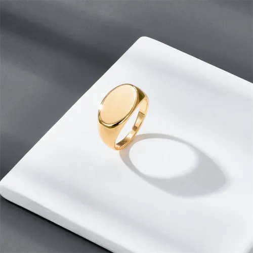 Nuevo anillo único de moda chapado en oro de oro laminado con sello de cúpula gruesa