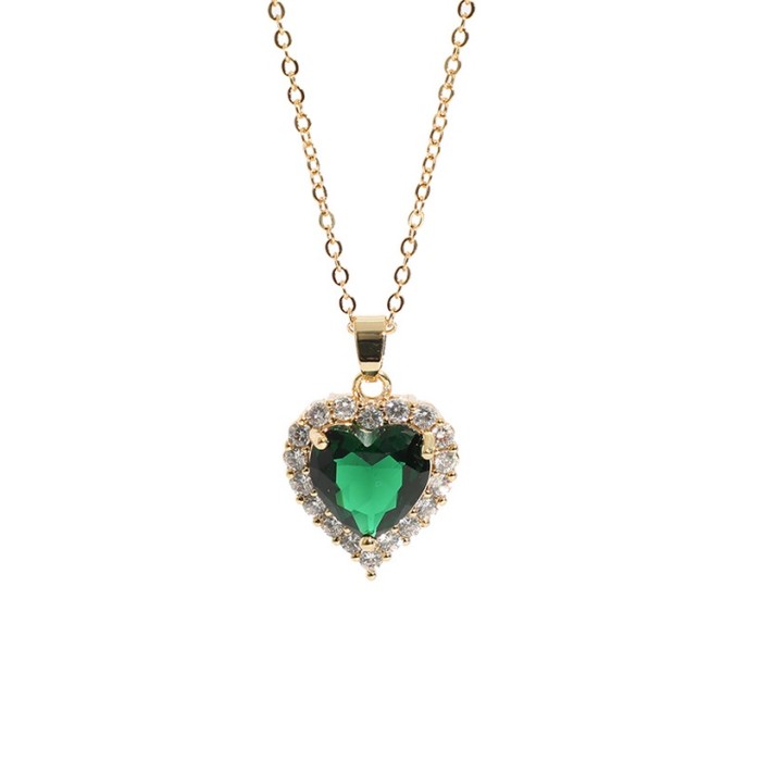 Nuevo colgante en forma de corazón de circón microset collar de oro laminado de oro real de 14k chapado en latón
