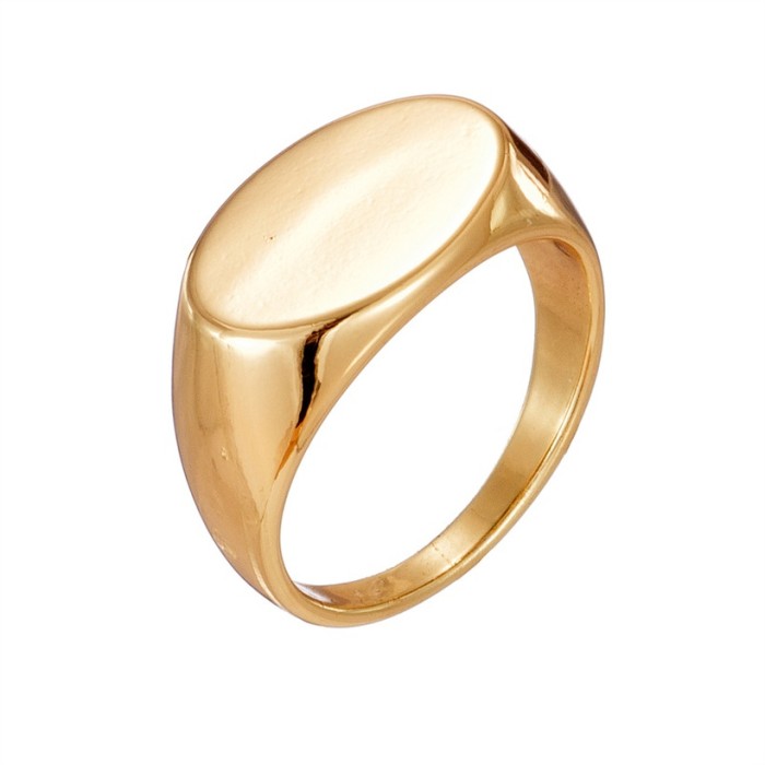 Nuevo anillo único de moda chapado en oro de oro laminado con sello de cúpula gruesa