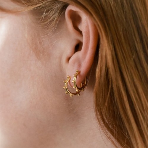 Pendientes de moda para mujer, nuevos y simples, chapados en oro laminado, joyería perforante de oro real de 14 quilates