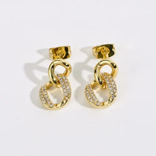 Nuevos aretes de cruz hueca geométrica de oro real de 14k chapados en latón para mujer