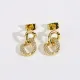 Nuevos aretes de cruz hueca geométrica de oro real de 14k chapados en latón para mujer