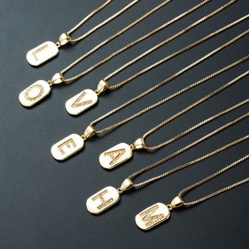 joyería al por mayor simple alfabeto colgante oro laminado chapado en oro con incrustaciones de circón collar