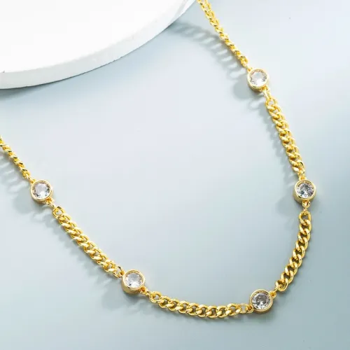joyería al por mayor oro laminado chapado en oro con incrustaciones de collar de circón