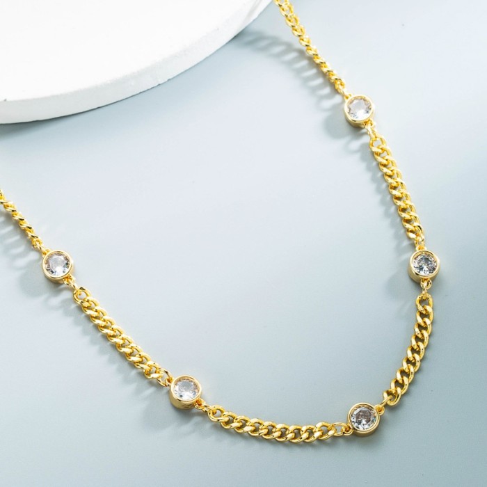 joyería al por mayor oro laminado chapado en oro con incrustaciones de collar de circón