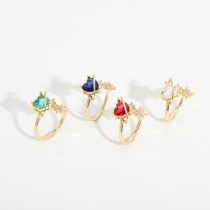 Nuevo anillo ajustable de apertura de circón de estrella de corazón de 18k de galvanoplastia de oro laminado