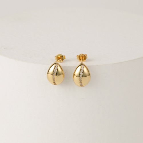 Nuevos aretes de oro laminado de moda de oro real de 14k chapados en oro de latón