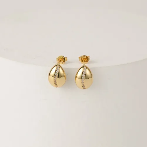 Nuevos aretes de oro laminado de moda de oro real de 14k chapados en oro de latón