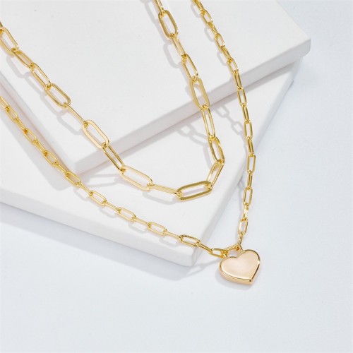 colgante en forma de corazón de moda collar de oro laminado simple de oro chapado en oro laminado