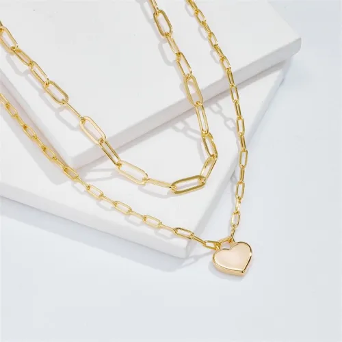 colgante en forma de corazón de moda collar de oro laminado simple de oro chapado en oro laminado