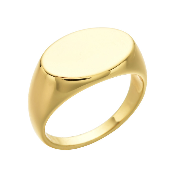 Nuevo anillo único de moda chapado en oro de oro laminado con sello de cúpula gruesa