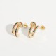 Nuevos aretes de oro laminado con clavo de circonita de diamante de color oro real de 14k chapados en latón