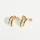 Nuevos aretes de oro laminado con clavo de circonita de diamante de color oro real de 14k chapados en latón