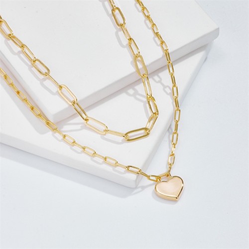 colgante en forma de corazón de moda collar de oro laminado simple de oro chapado en oro laminado