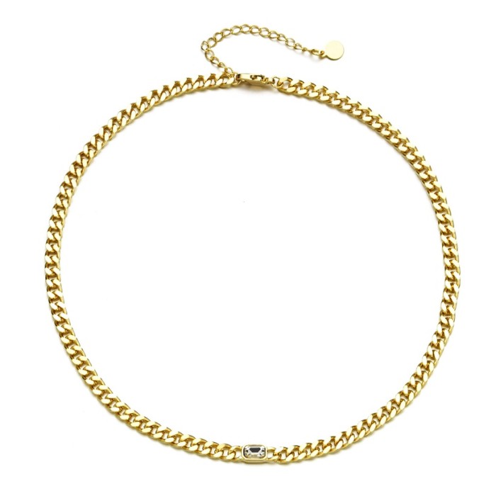 collar de pulsera de circón de moda collar de oro laminado de oro de 14k chapado simple