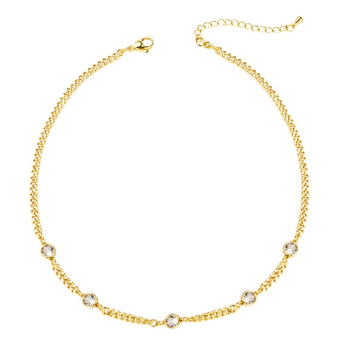 joyería al por mayor oro laminado chapado en oro con incrustaciones de collar de circón