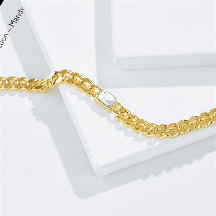 collar de pulsera de circón de moda collar de oro laminado de oro de 14k chapado simple