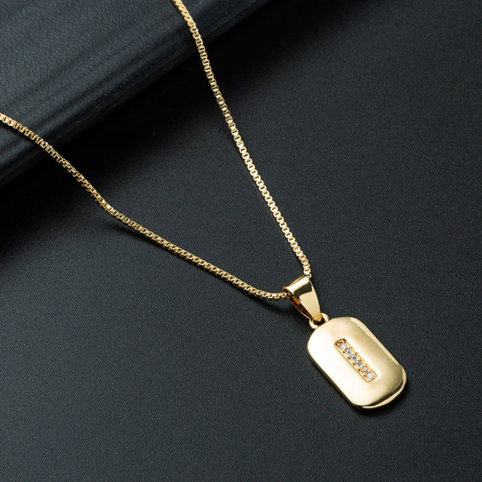 joyería al por mayor simple alfabeto colgante oro laminado chapado en oro con incrustaciones de circón collar
