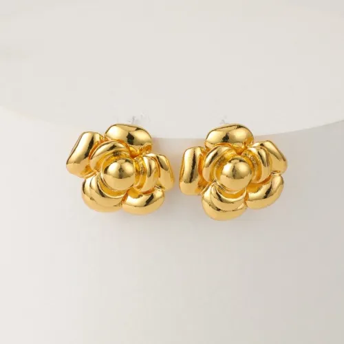 Pendientes de oro laminado de flor de Camelia retro de moda