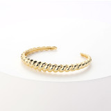 pulsera chapada en oro de 18 quilates de moda que abre pulsera de oro laminado simple ajustable