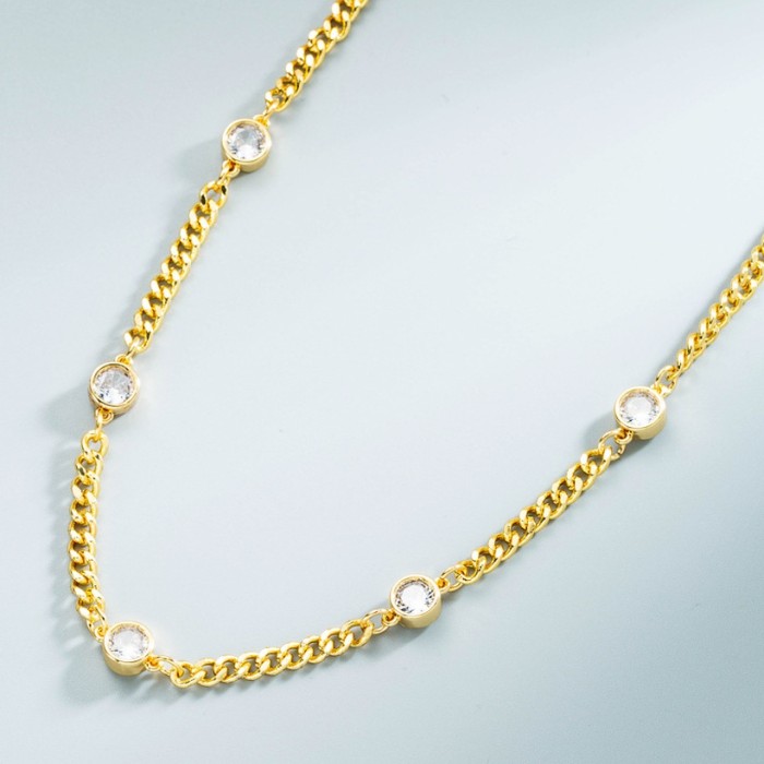 joyería al por mayor oro laminado chapado en oro con incrustaciones de collar de circón