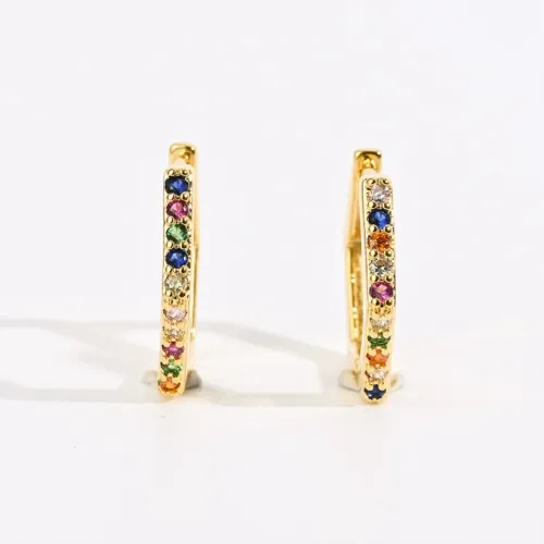 Nuevos aretes de oro laminado con pentágono en forma de diamante chapados en oro real de 14k de latón