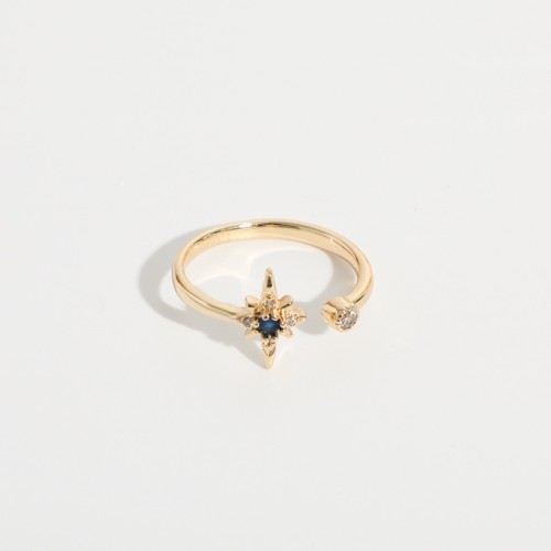 anillo abierto de oro real de 14k chapado en oro laminado con forma de constelación simple