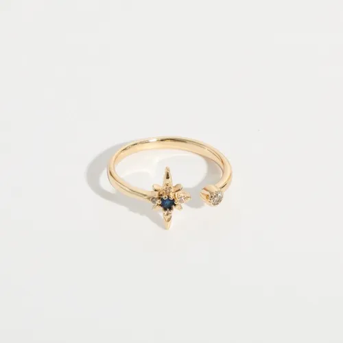 anillo abierto de oro real de 14k chapado en oro laminado con forma de constelación simple