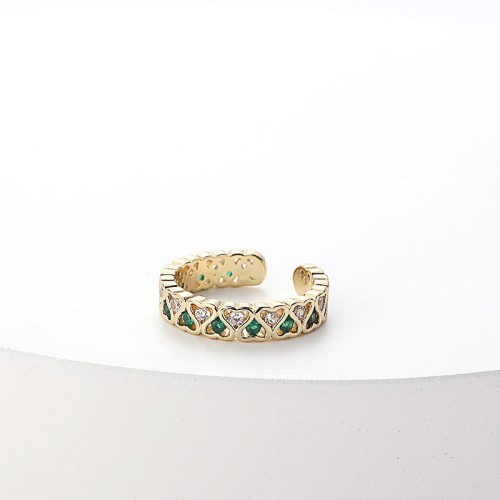 Anillo de dedo índice coreano nuevo anillo de circón de oro laminado ajustable