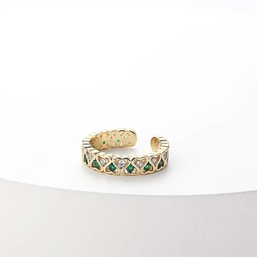Anillo de dedo índice coreano nuevo anillo de circón de oro laminado ajustable
