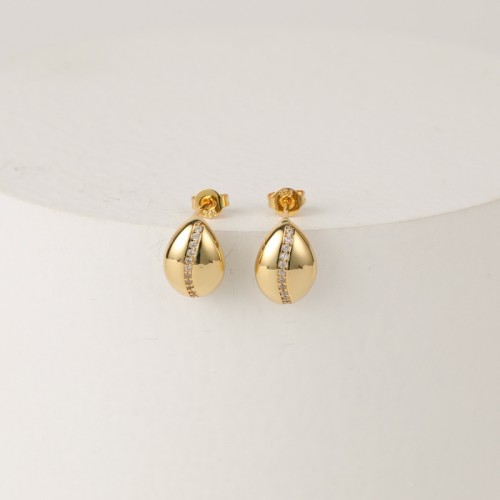 Nuevos aretes de oro laminado de moda de oro real de 14k chapados en oro de latón