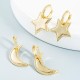 joyería al por mayor estrellas geométricas luna pendientes de oro laminado