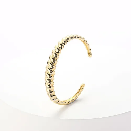 pulsera chapada en oro de 18 quilates de moda que abre pulsera de oro laminado simple ajustable