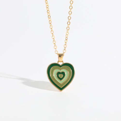 Collar de oro laminado en forma de corazón punk con colgante chapado en oro real de 14k de latón a la moda